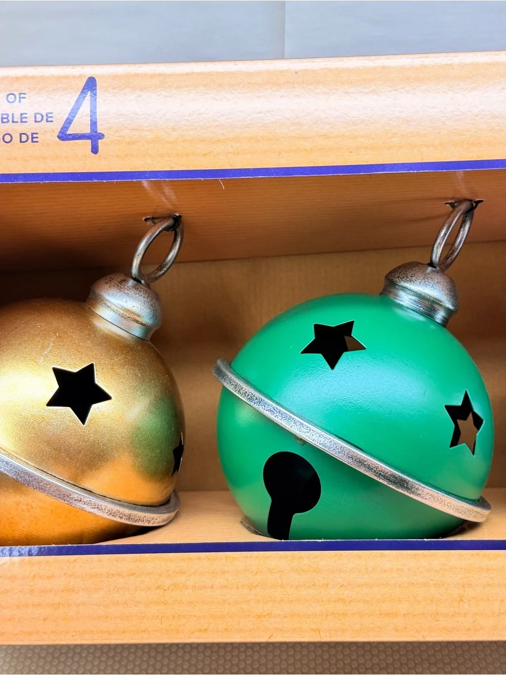 Decorative Metal Bells Set of 4 Oversized Christmas Holiday Tabletop Decor 8.7